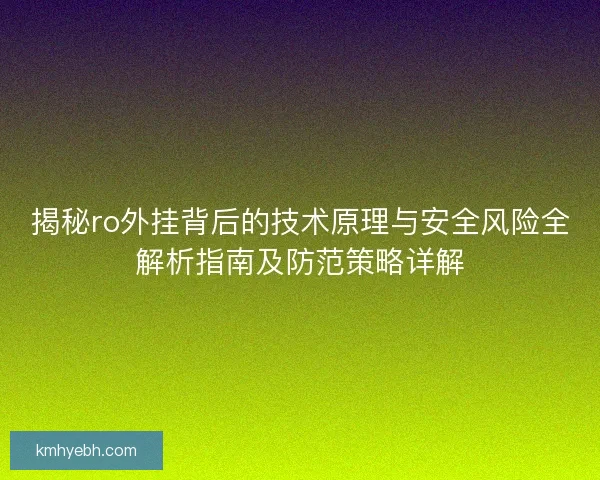 揭秘ro外挂背后的技术原理与安全风险全解析指南及防范策略详解