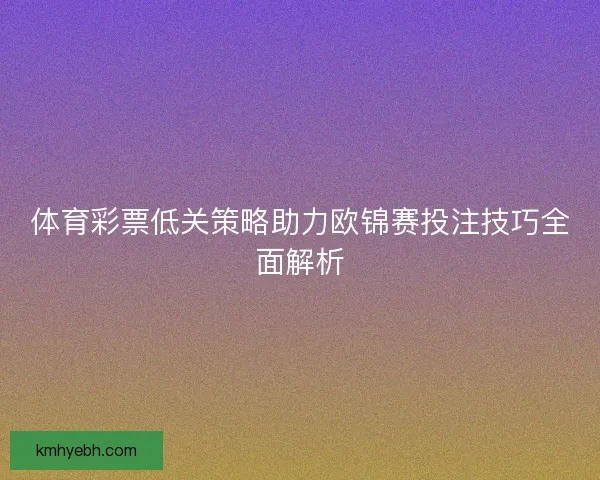 体育彩票低关策略助力欧锦赛投注技巧全面解析 体育彩票低关策略助力欧锦赛投注技巧全面解析